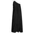 thumbnail image 5 of Sakmal Summer Dresses for Women Crew Neck Black Maxi Sleeveless Pleated Solid Flowy One Shoulder Sundress, 5 of 5
