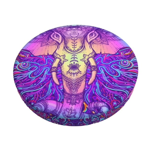 Balery Elephant in Tribal Style Fundas de asiento para taburete de bar redondo de tela de terciopelo ajustables que protegen de arañazos y manchas para sillas de 14 a 17 pulgadas.-14 inch