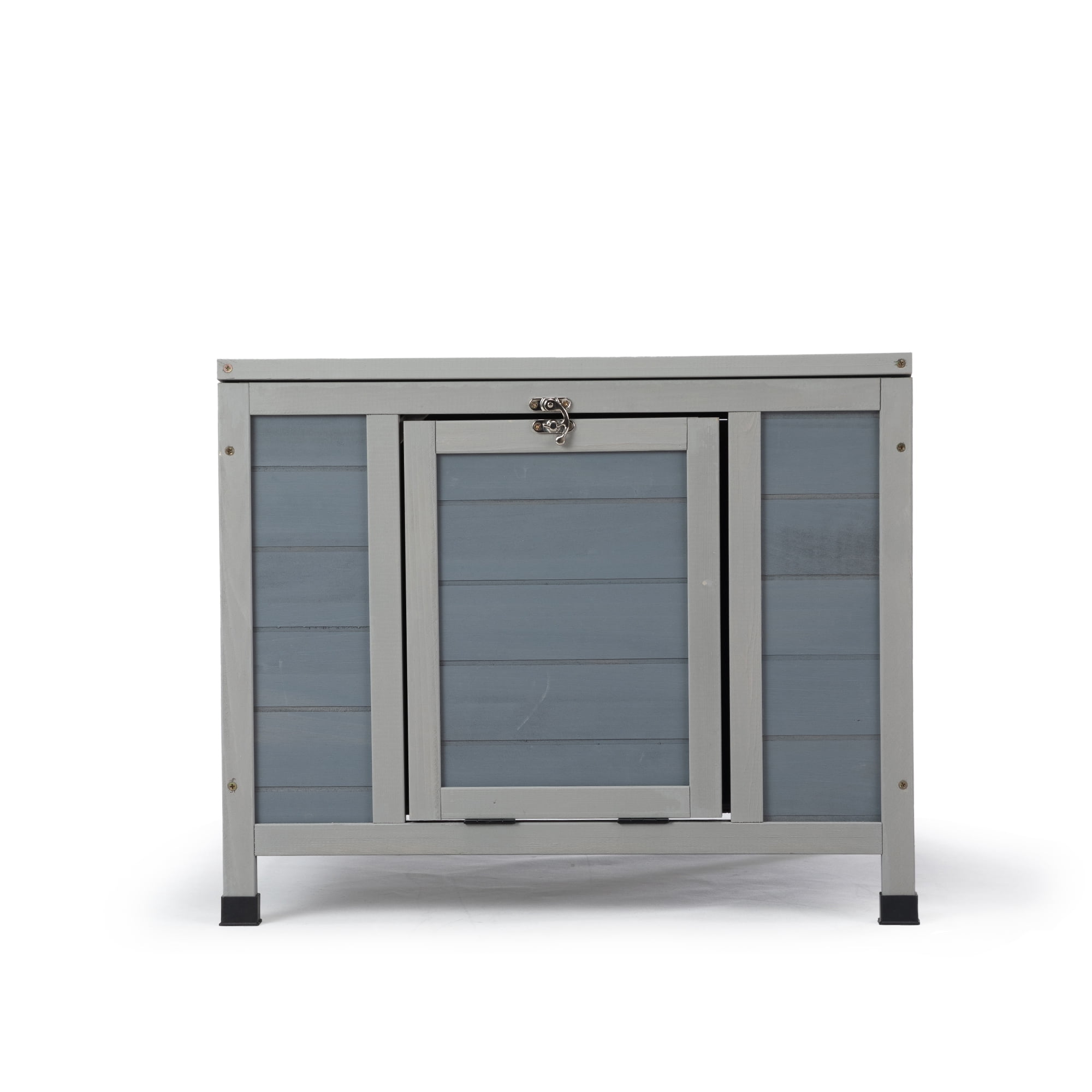 Pefilos 23" Outdoor Rabbit Hutch with Weatherproof Openable Top, Door Ramp, Wood Guinea Pig Habitat Cage Cat House Shelter, Gray