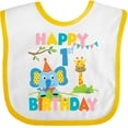 thumbnail image 3 of Inktastic Elephant and Giraffe 1st Birthday Boys or Girls Baby Bib, 3 of 4