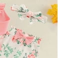 thumbnail image 4 of 0-3 MonthsNewborn Baby Girl Fall Birthday Girl OutfitNewborn Outfits Ribbed Romper Bodysuit Floral Pants Set Girls Pink Tracksuit, 4 of 7