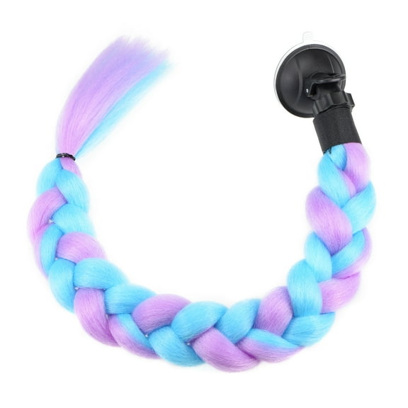 Helmet Decor Pigtail Gradient Braid with Suction Cup for Motorcycle Scooter Helmet Purple Blue