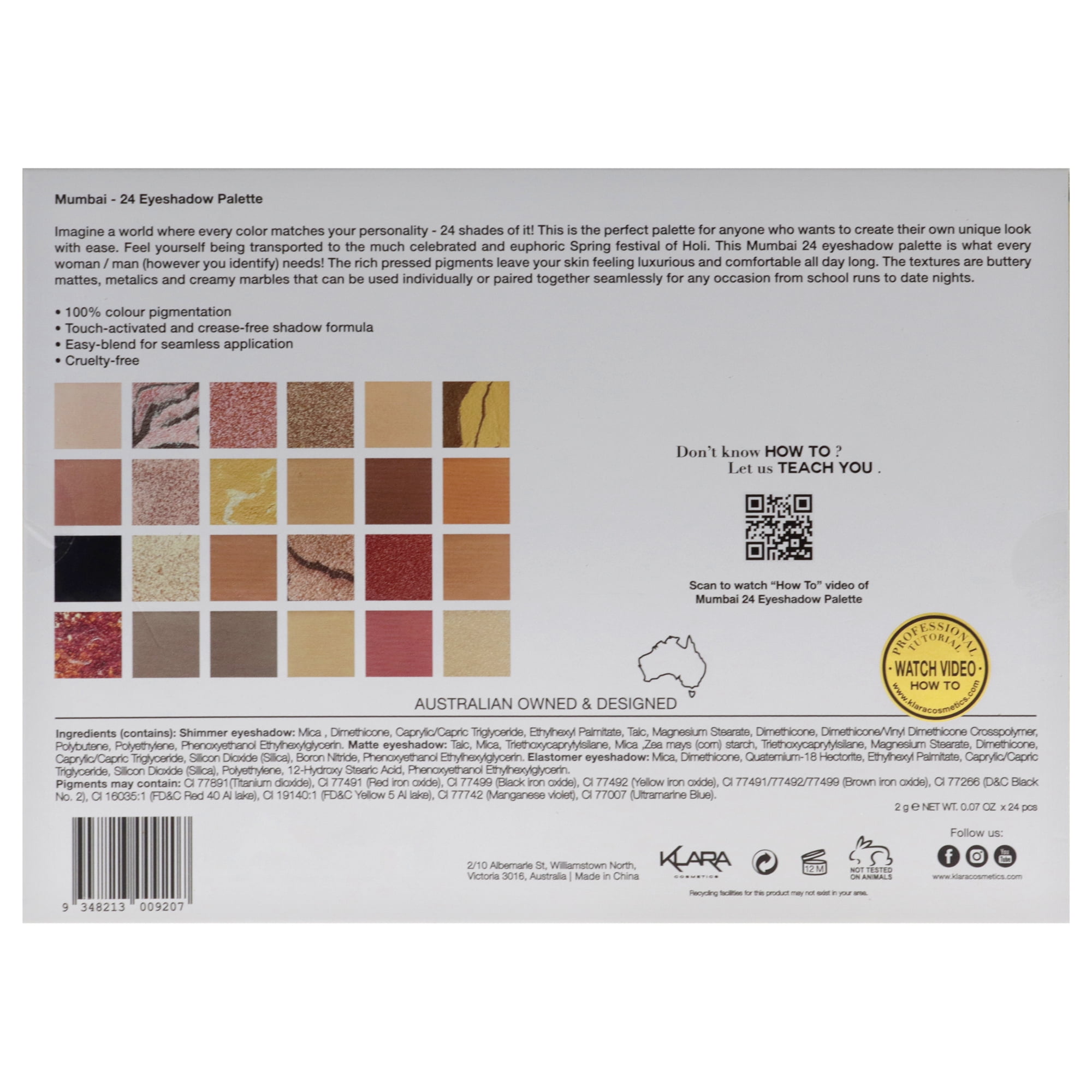 Klara 24 Eyeshadow Palette - Mumbai , 1.68 oz Eye Shadow