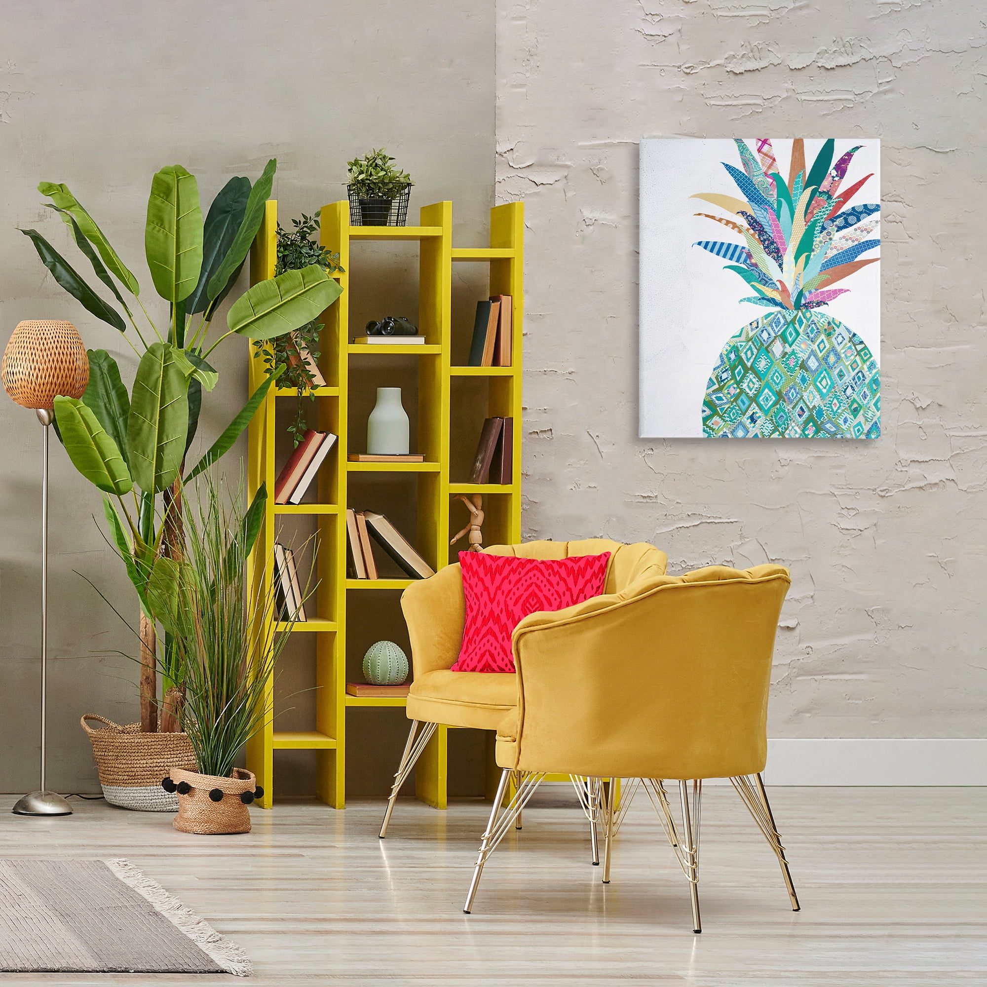 Stupell Industries Geometric Patterned Pineapple Food & Beverage Painting Gallery Wrapped Canvas Art Print Wall Art, 24 x 30