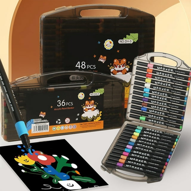 Set de plumas para acuarela - 48 colores con puntas flexibles de nailon para pintura, dibujo y caligrafía • rotuladores a base de agua de 1,5 ml