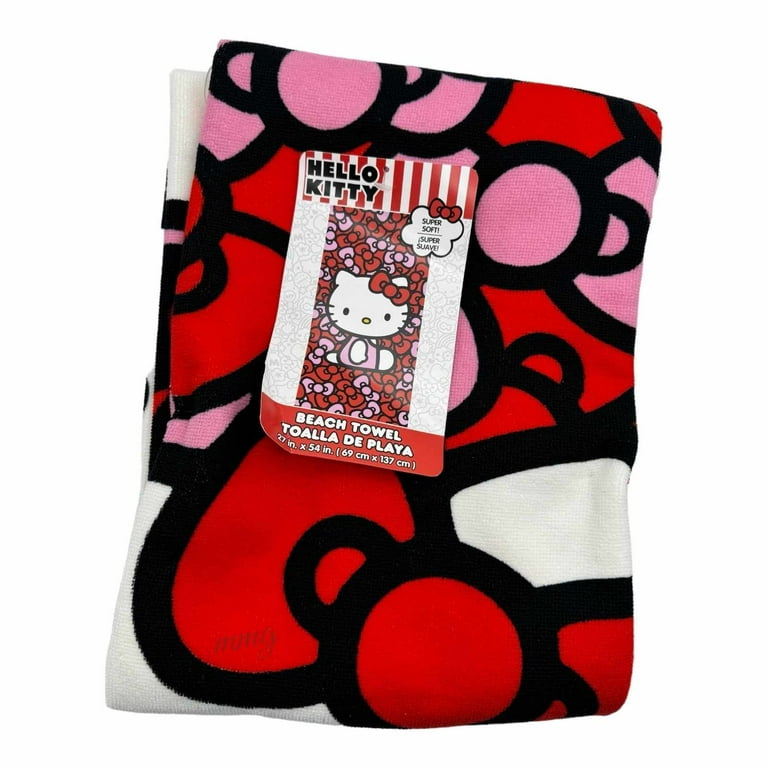 Hello Kitty Beach Towel 27x54 inches Red Super Soft Pool
