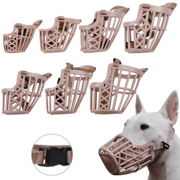 7 Pcs Soft Plastic Dog Muzzle, Anti Bite Adjustable Pet Muzzles, Dogs Training Mouth Cover Mesh Cage