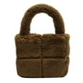 thumbnail image 2 of Bolsa de mano de felpa a cuadros para mujerde mano de piel sintética para otoño e inviernocálido para el trabajo (café) Likrtyny Para Estrenar, 2 of 4