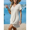 thumbnail image 5 of Women Bathing Suit Cover Up Short Sleeve Twist Hem Swimsuit Coverup for Summer Vacation, 5 of 13