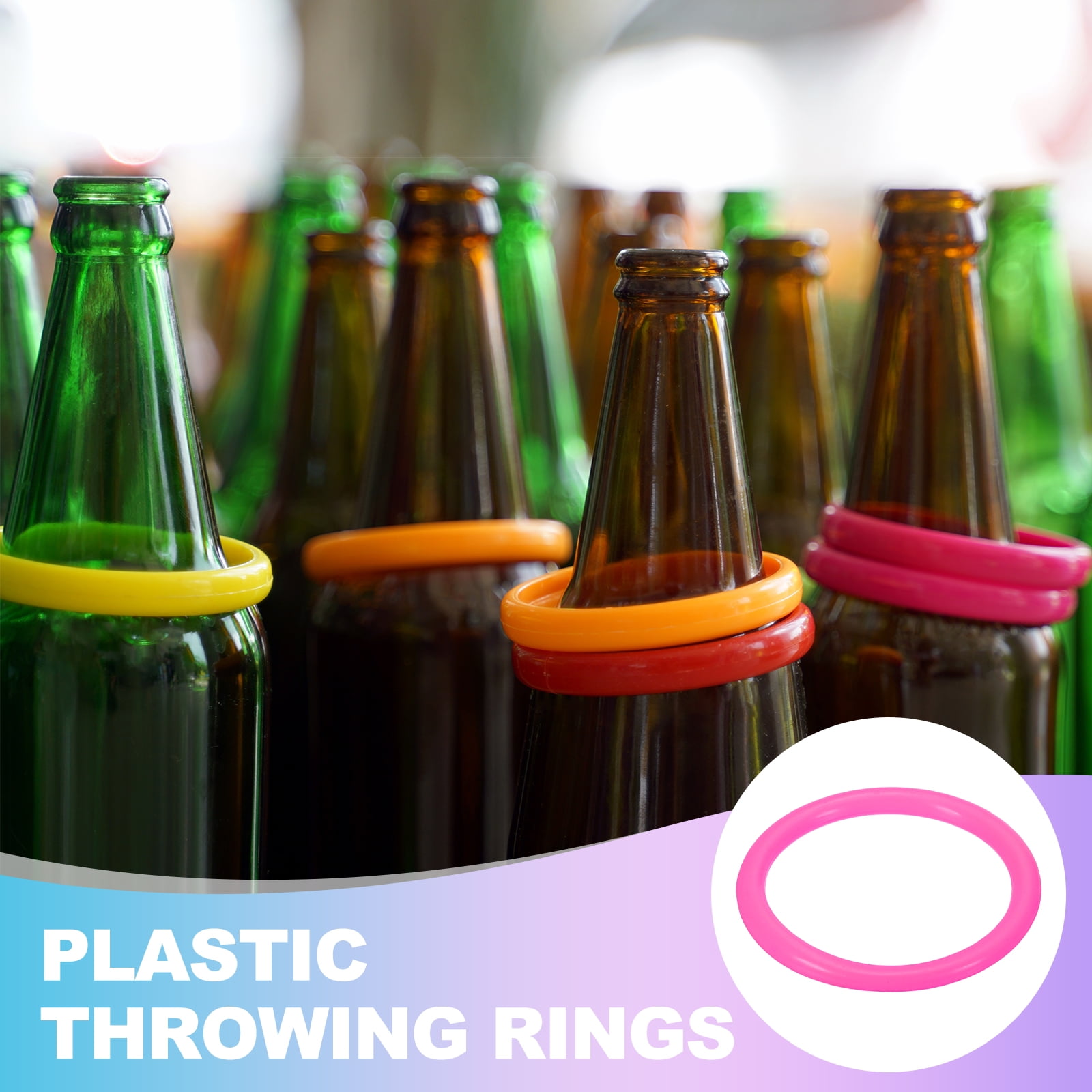 Uxcell Plastic Ring-Toss Rings for Bottles Carnival Rings Plastic Hoops for Speed and Agility Practice Outdoor Party Favor 2.8 Inch Pink