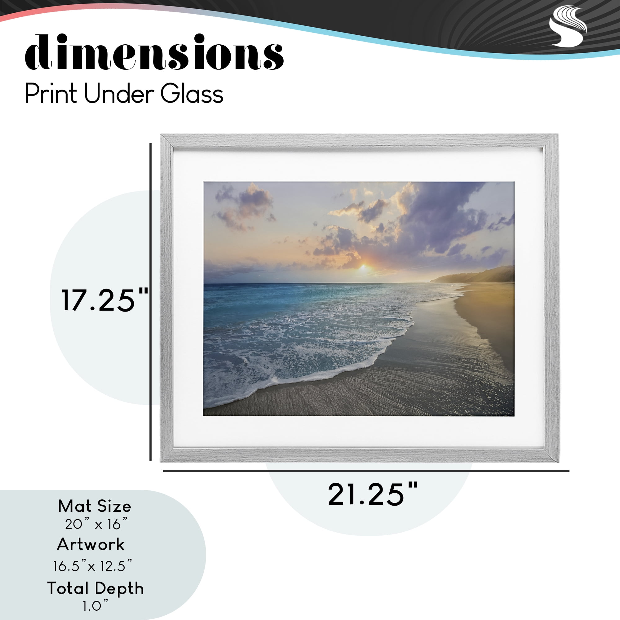Stupell Industries Sunset over Tranquil Coast Gray Framed Print Under Glass, design by Mike Calascibetta