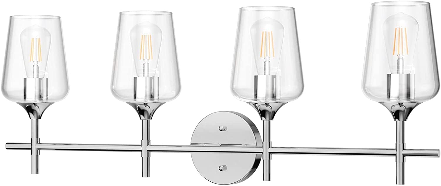 XY Chrome Bathoom Vanity Light 4 Light Industrial Farmhouse Chrome