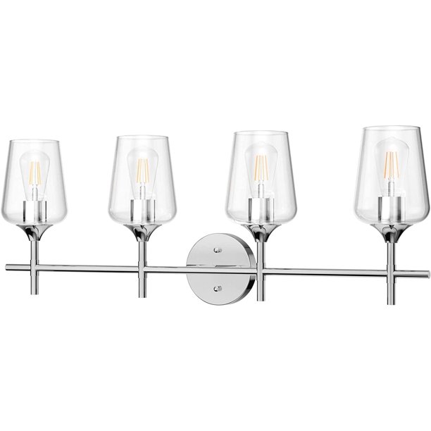 XY Chrome Bathoom Vanity Light 4 Light Industrial Farmhouse Chrome