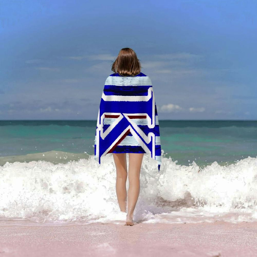 PHYHOO Lightweight Microfiber Beach Towel med Letter Beach Towels Sand Free Quick Dry Gift for Women Men (Blue Stripes K) 30x60in