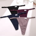 thumbnail image 5 of Bragas de algodón para mujer, ropa interior Sexy con parte trasera en T, lencería íntima de tiro bajo, tangas con correa ajustable, 4 unidades por juego, 5 of 5