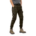 thumbnail image 3 of Men's Solid Color Outdoor Overalls, Casual Tactical Cuff Trousers with Multiple Pockets for Hiking, Workwear and Street Style,Green,L, 3 of 7