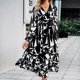 thumbnail image 3 of Vestido Vestido elegante estampado Estilo casual Vestido largo plisado de mujer Traje diario de gasa Ygjytge Negro T M para Mujer, 3 of 7