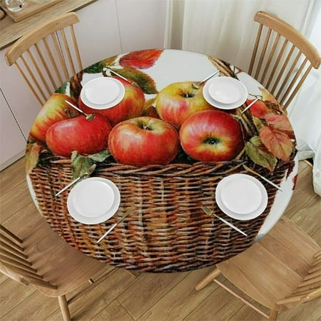 

FUMJ Apples Round Tablecloth Washable for Home Kitchen Outdoor Decoration 100% Polyester Fiber 38 -42