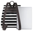 thumbnail image 3 of Balery Black And White Stripes Mochila de Cuero para Mujeres, Gran Capacidad, Bolsa de Viaje Multifuncional, Mochila de Cuero y Bolsa de Hombro para Mujeres, 3 of 4