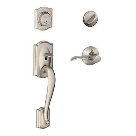 Schlage F60vcam619 Satin Nickel Camelot Front Entry Handleset With