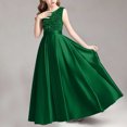 thumbnail image 6 of Girls' Sequin Embellished Satin Sleeveless Dress, Elegant formal gown for recitals, weddings and special occasions, 0-13 Years Green 9-10 Years, 6 of 7
