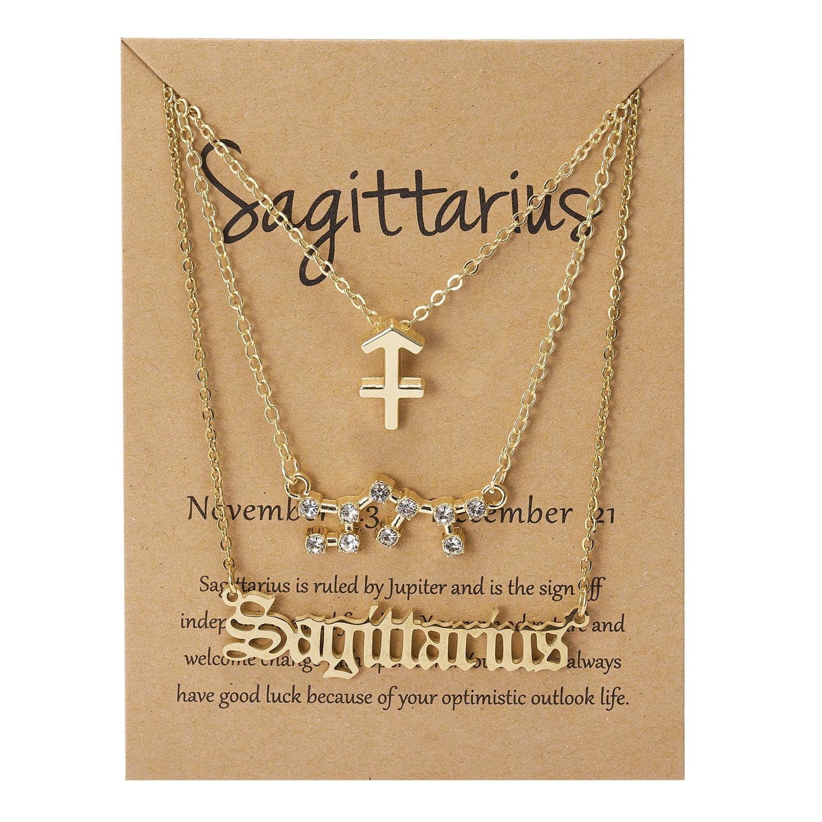 Women's Custom Locket Closure Pendant Necklace Sagittarius Birthday Zodiac Included Free Chain Best Gift Set