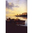 thumbnail image 1 of Barge on the River at Sunset, Amsterdam- Fine Art Canvas Print (20" x 30"), 1 of 1