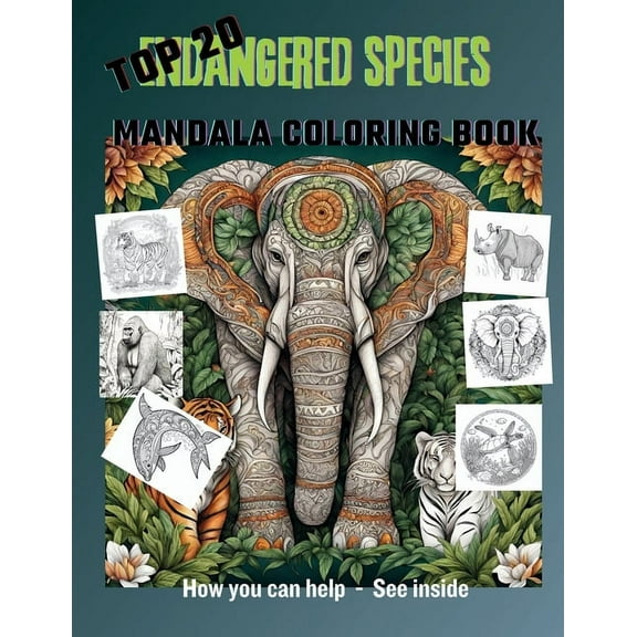 Top 20 Endangered Species Mandala Coloring Book, (Paperback)