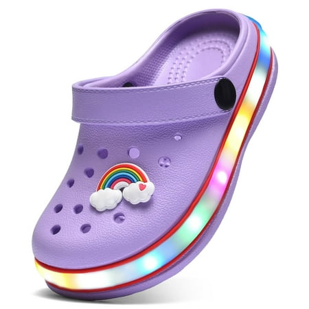 Kids  Clogs LED Garden Shoes Boys Girls Mules Light up Sandals Slip on Lightweight Non-slip