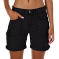 thumbnail image 2 of Women's Cargo Shorts, Comfy Cargo Shorts Vacation Outfits Stretch Athletic Shorts Summer Outdoor Work Shorts Casual High Waisted Shorts Multi Pockets, Black L, 2 of 6