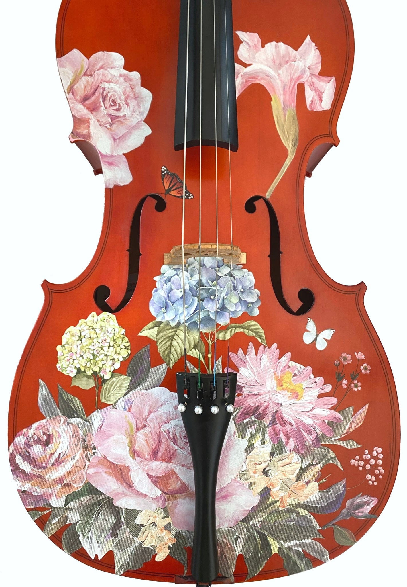Floral Garden Cello Outfit w Pearl fine tuners, accessories