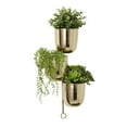 thumbnail image 6 of DecMode 12" x 12" x 25" Round Gold Metal Layered Wall Planter, 6 of 8