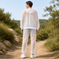 thumbnail image 5 of OOOUM Men Women Lightweight Mesh 2 Piece Anti Mosquito Outfit Hooded Zip Jacket Elastic Jogger Pants Outdoor Protection Suit White XXL, 5 of 6