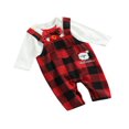 thumbnail image 1 of Babies Christmas Clothes  Collar Long Sleeve Romper and Printed Pattern Suspender Trousers, 1 of 5