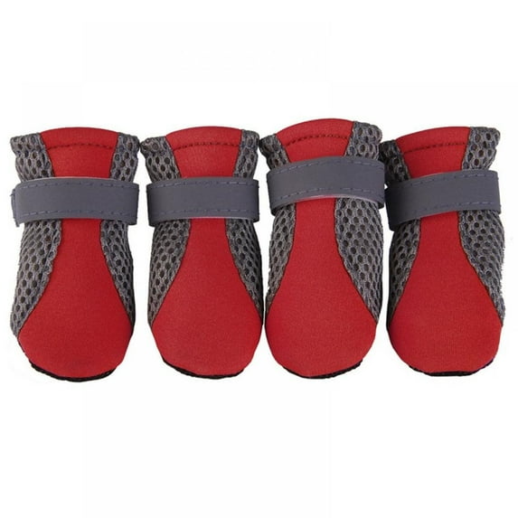 Magazine 4pcs/set Pet Dog Adjustable Strap Anti-Slip Sole Boots Paw Protectors Dog Shoes