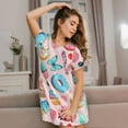 thumbnail image 6 of Bixox Cupcakes and Donuts Pattern Women's Nightgown, Soft & Breathable Sleepwear, Round Neck Knee-Length Pajama Dress,Loungewear for Home & Sleep, 6 of 7