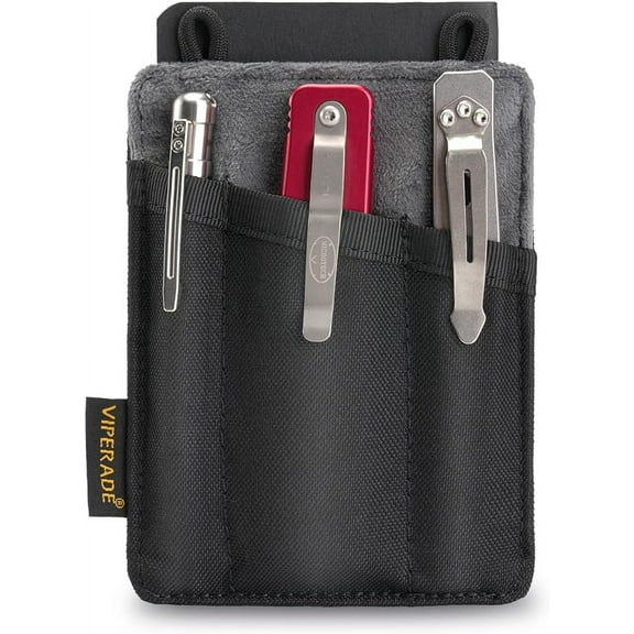 VIPERADE VE6 EDC Pouch, Pocket Organizer with Belt Loop, 4 Pockets EDC Organizer Pouch, EDC Pocket Pouch Utility Pouch for Multitool, EDC Pen, Knife, Notepad-Black