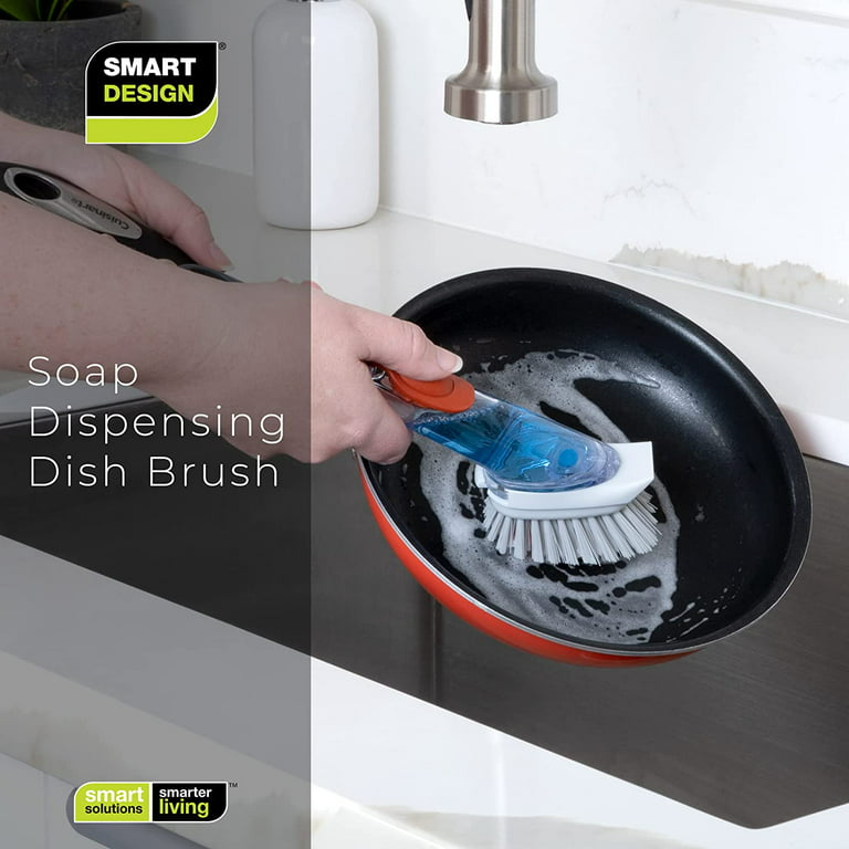 GlorySunshine Soap Dispensing Dish Brush Set, Scrub Brush with 4