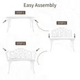 thumbnail image 2 of Villeston Outdoor Patio Bench, Cast Aluminum Extra Loveseat for Lawn Front Park Porch Path Yard ,White, 2 of 8