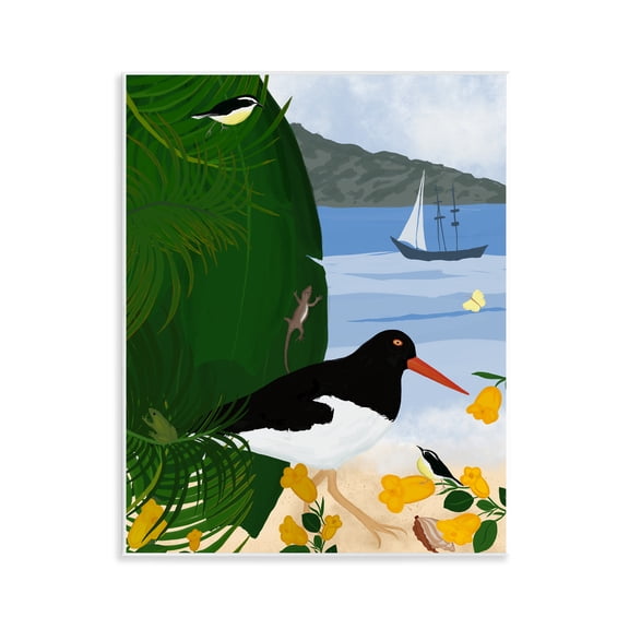 Stupell Industries Island Life by Beach Landscape & Nature Painting Unframed Art Print Wall Art, 11 x 14