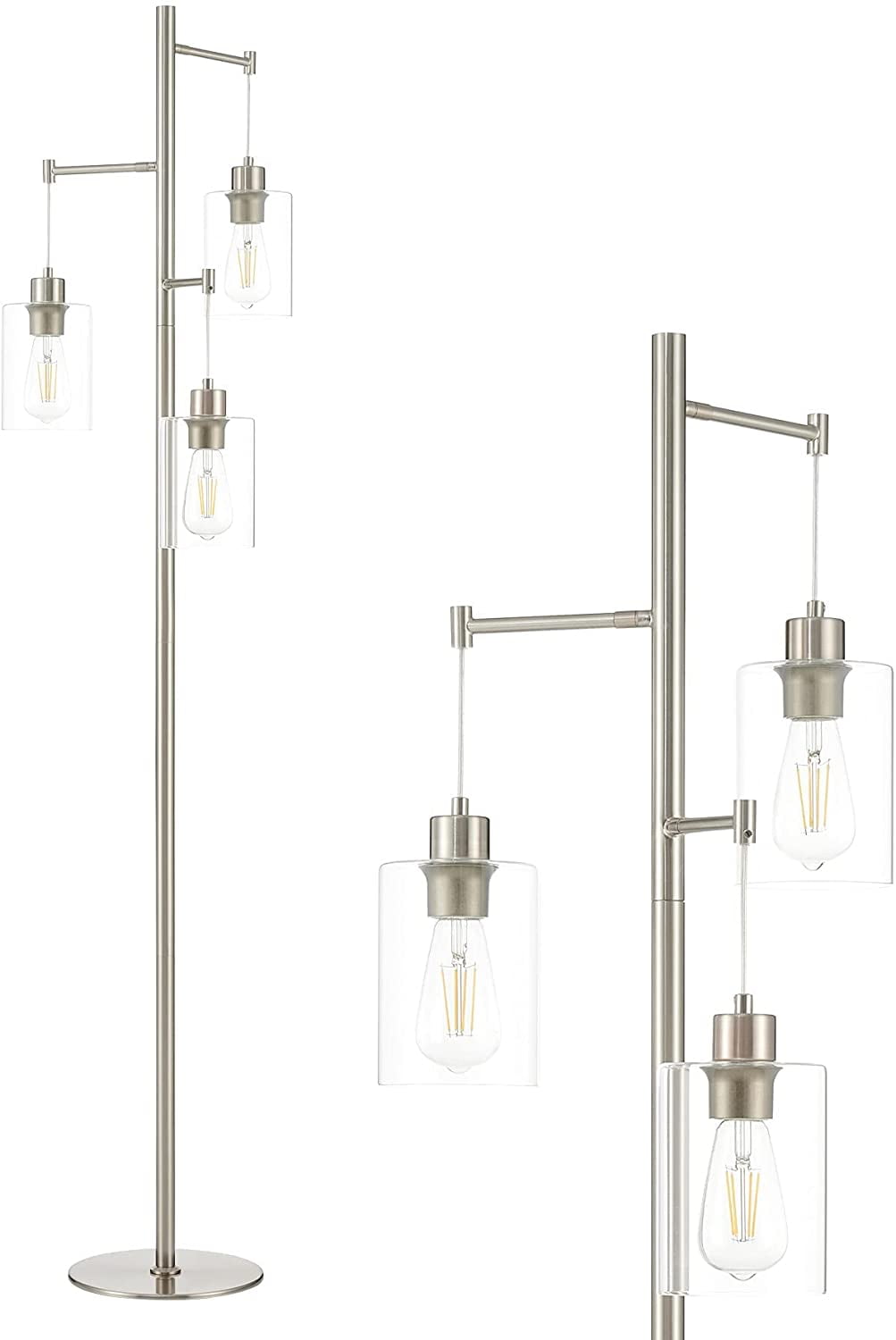 Black Floor Lamp Modern with 3 Lights Farmhouse Floor Lamp for Living