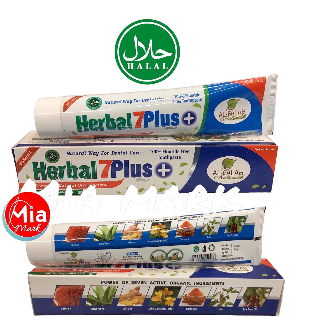 2 PACK HALAL HERBAL 7 PLUS 100 FLUORIDE FREE TOOTHPASTE WITH XYLITOL