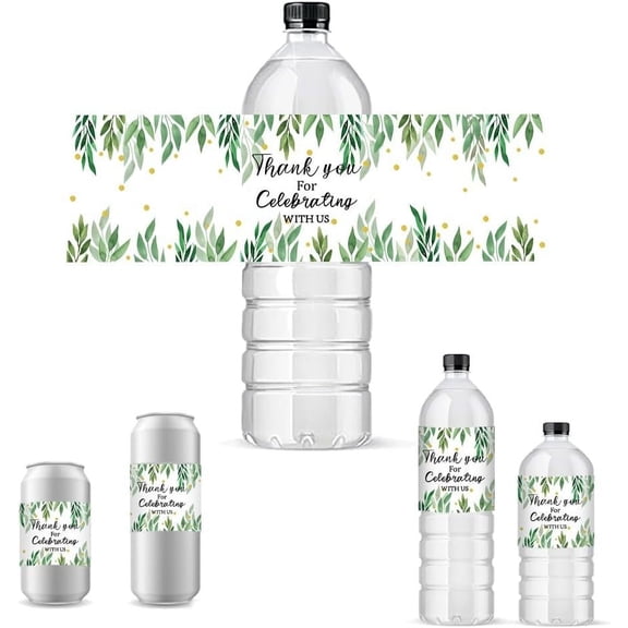 30pcs Waterproof Bottle Labels - Thank You Bottle Wraps Personalized Party Favor Decorations for DIY Wedding Birthday Anniversary - 8.5x2.5inch