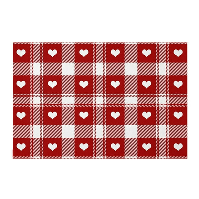 Dsscvnef Valentine's Day Linen Placemat for Couples Dinner Decorative Table Mat Heat Insulation Dining Accessories 4PCS