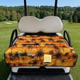 thumbnail image 2 of Psesaysky Golf Cart Seat Covers with 4 Pockets Hawaiian Palm Tree Soft Golf Cart Seat Towel Blanket, Extra Handle, Foldable and Washable, Suit EZGO TXT RXV/Club Car Seats, Orange, 2 of 8
