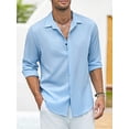 thumbnail image 3 of ZAXARRA Chemise Homme Col à Manches Longues Col Rabattu Chemise Boutonnée Solide Automne Casual Daily Tops Streetwear, 3 of 5