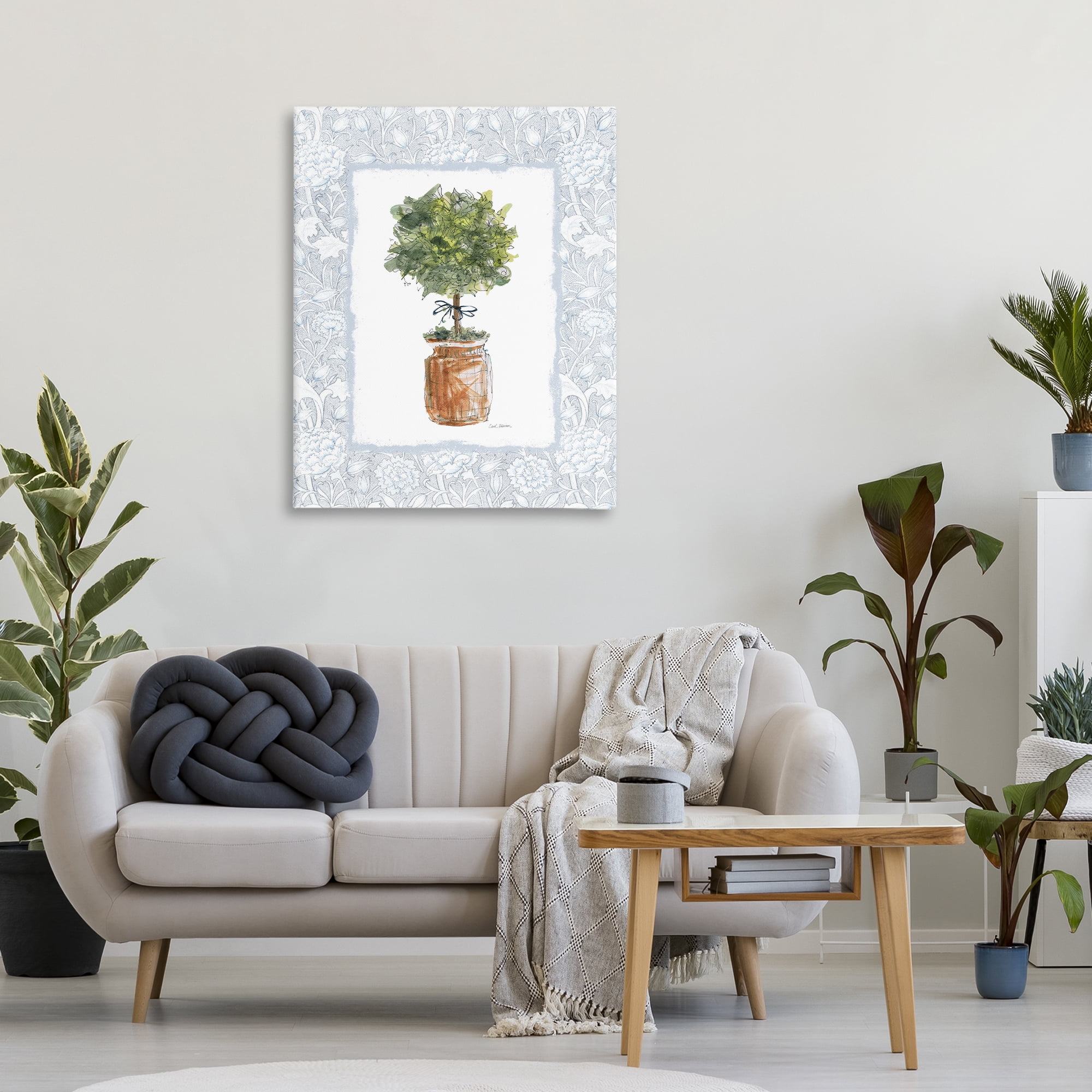 Stupell Industries Potted Topiary with Ribbon Canvas Wall Art, design by Carol Robinson