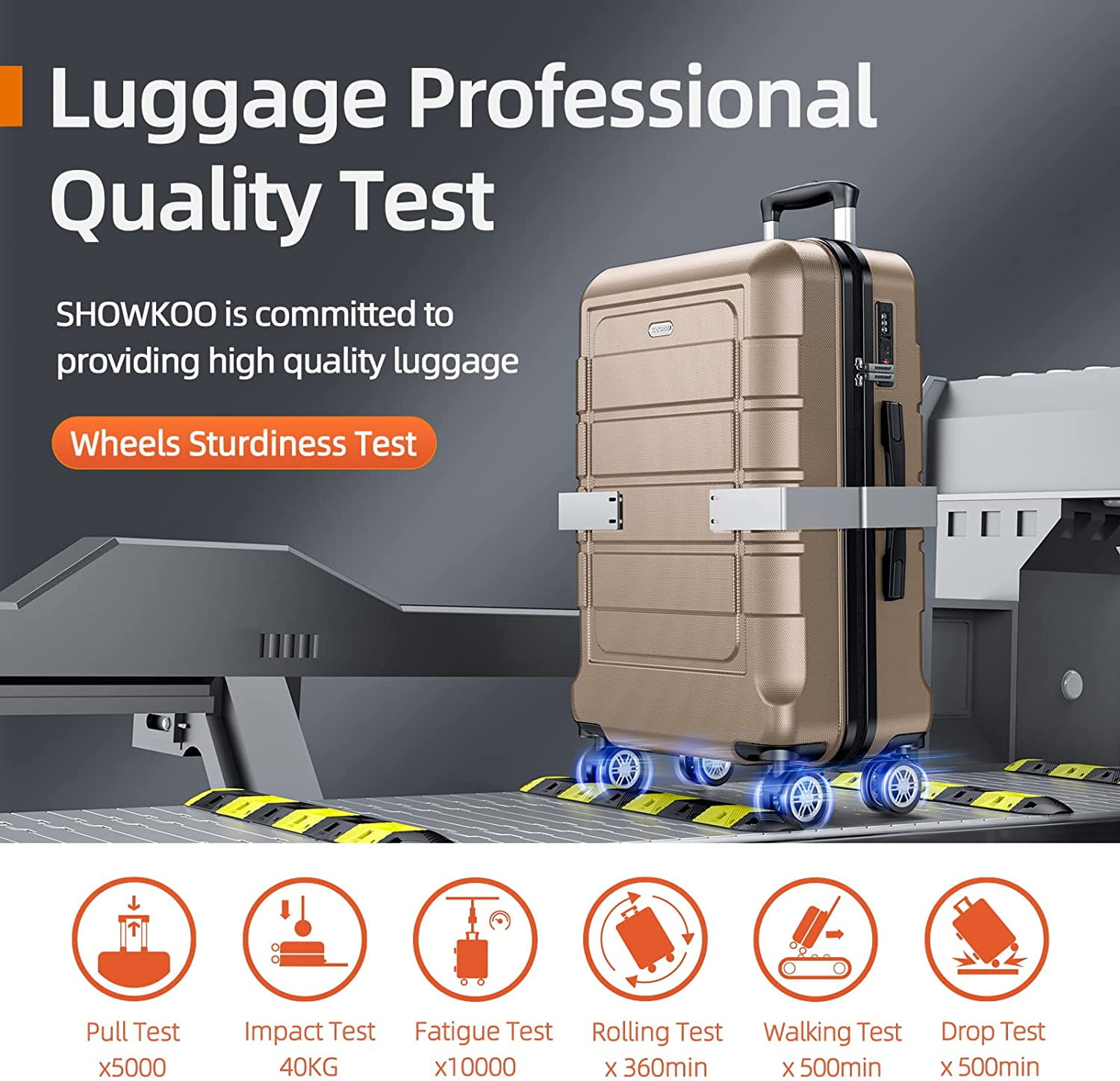 SHOWKOO Luggage Sets Expandable PC+ABS Durable Suitcase 