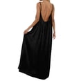 thumbnail image 7 of Women's Open Back Spaghetti Strap Beach Maxi Dress Loose Flowy Vacation Sundress Black L, 7 of 7