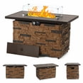 thumbnail image 1 of 43 in. Propane Fire Pit Table Outdoor Stone Firepit Table Rectangular 50000 BTU Propane Fire Tables for Patio, Brown, 1 of 10
